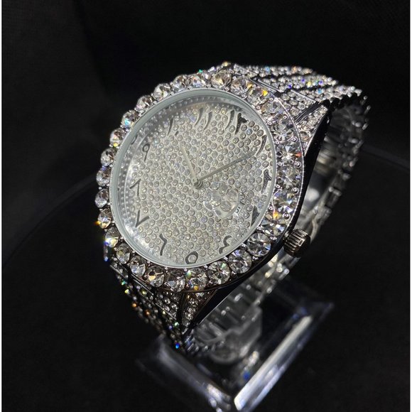 LIMITED Edition18K Silver Plated Iced Out Diamond Luxury Design Watch - Picture 2 of 6